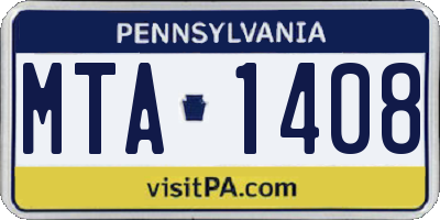 PA license plate MTA1408