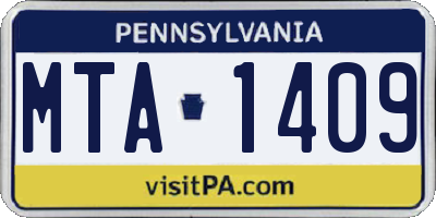 PA license plate MTA1409
