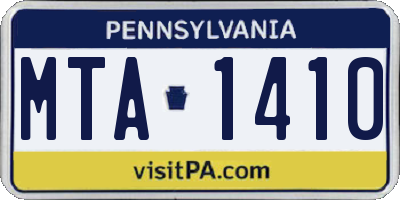 PA license plate MTA1410