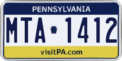 PA license plate MTA1412
