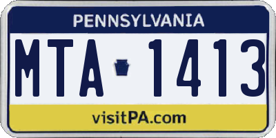 PA license plate MTA1413