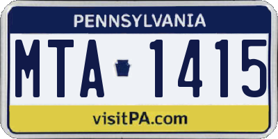 PA license plate MTA1415