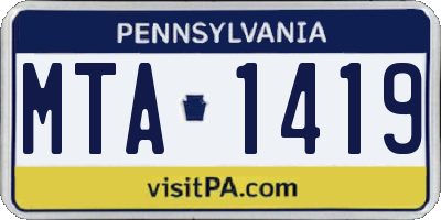 PA license plate MTA1419