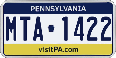 PA license plate MTA1422