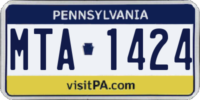 PA license plate MTA1424