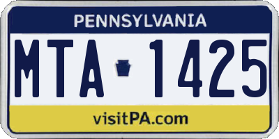 PA license plate MTA1425