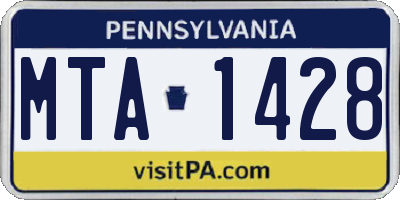 PA license plate MTA1428