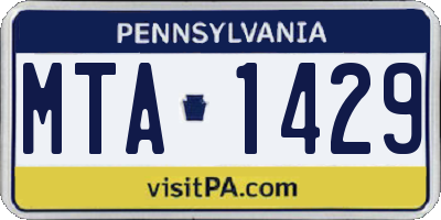 PA license plate MTA1429