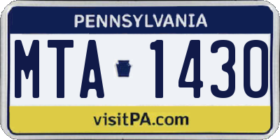 PA license plate MTA1430