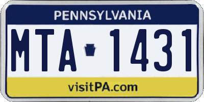PA license plate MTA1431