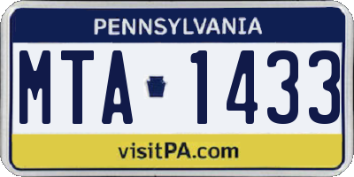 PA license plate MTA1433