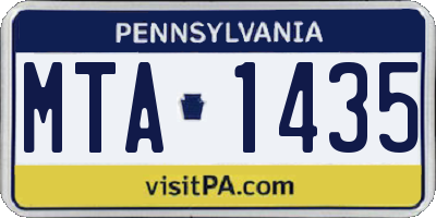 PA license plate MTA1435