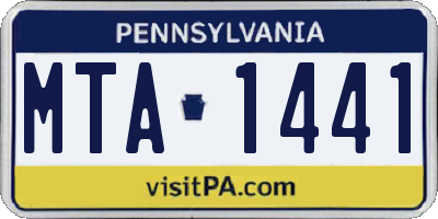PA license plate MTA1441