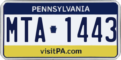 PA license plate MTA1443