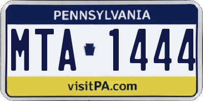 PA license plate MTA1444