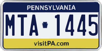 PA license plate MTA1445