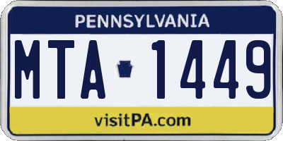 PA license plate MTA1449