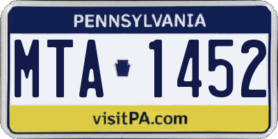 PA license plate MTA1452