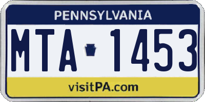 PA license plate MTA1453