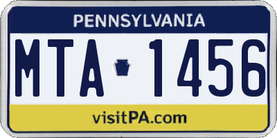 PA license plate MTA1456