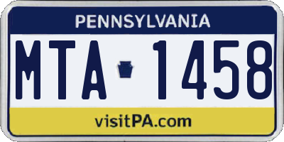 PA license plate MTA1458