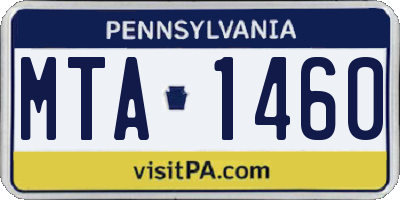 PA license plate MTA1460