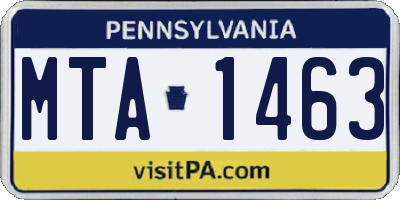 PA license plate MTA1463