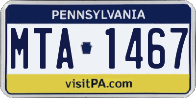 PA license plate MTA1467