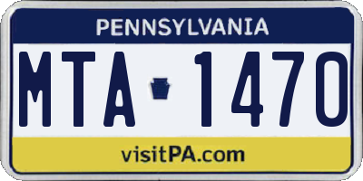 PA license plate MTA1470