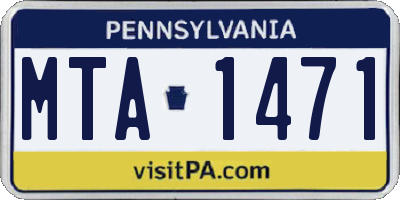PA license plate MTA1471