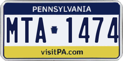 PA license plate MTA1474