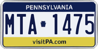 PA license plate MTA1475