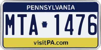 PA license plate MTA1476