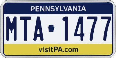 PA license plate MTA1477