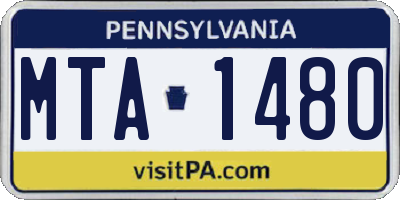 PA license plate MTA1480