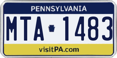 PA license plate MTA1483