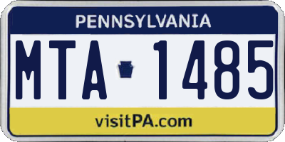 PA license plate MTA1485