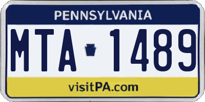 PA license plate MTA1489