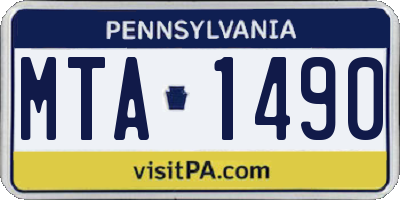 PA license plate MTA1490