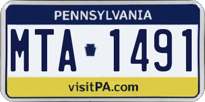 PA license plate MTA1491