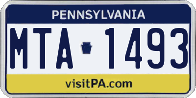 PA license plate MTA1493