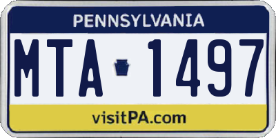 PA license plate MTA1497