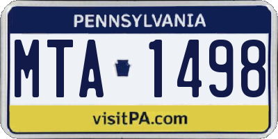 PA license plate MTA1498