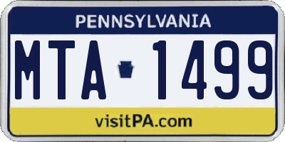 PA license plate MTA1499