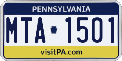 PA license plate MTA1501