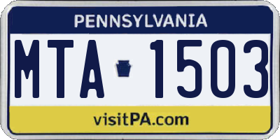 PA license plate MTA1503