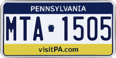 PA license plate MTA1505