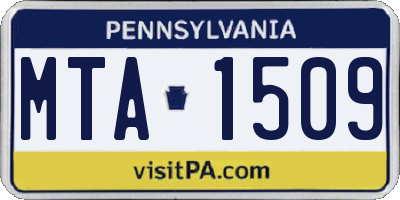 PA license plate MTA1509