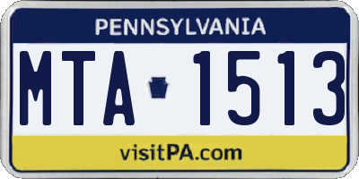 PA license plate MTA1513
