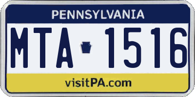 PA license plate MTA1516